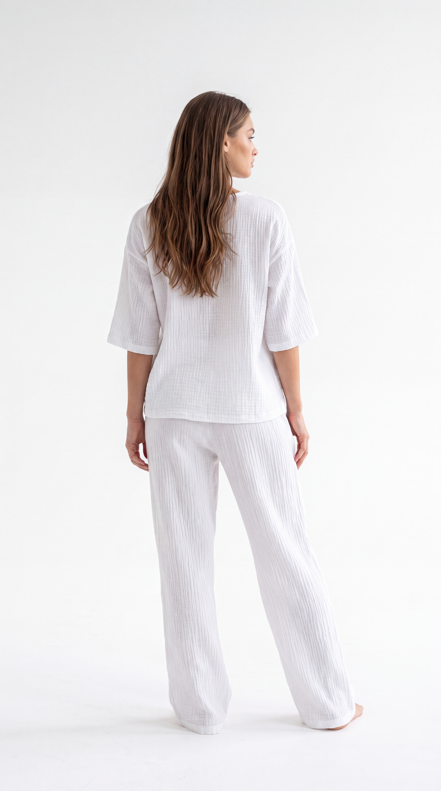Women's Crinkle Cotton Two-Piece Set