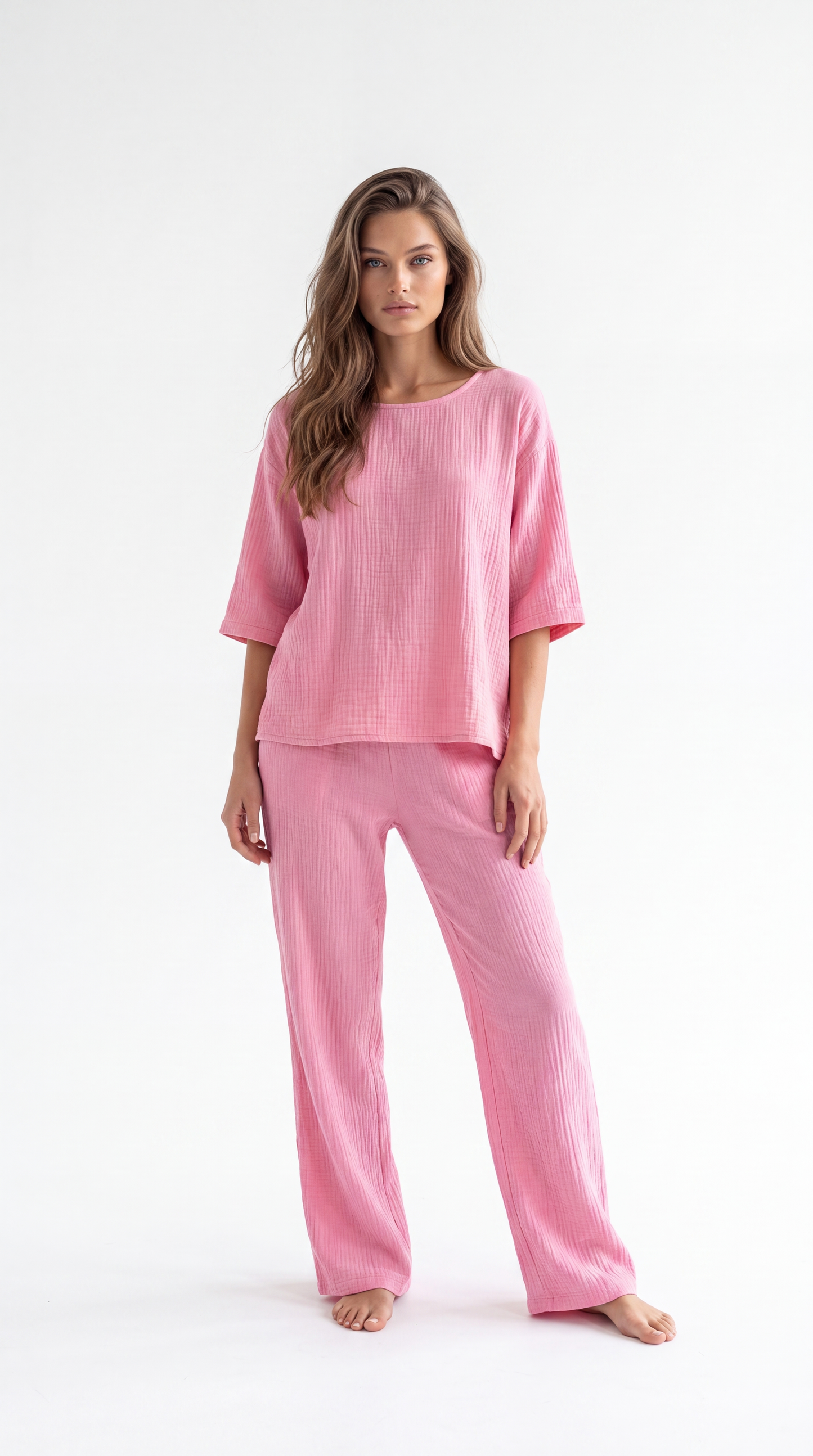 Women's Crinkle Cotton Two-Piece Set