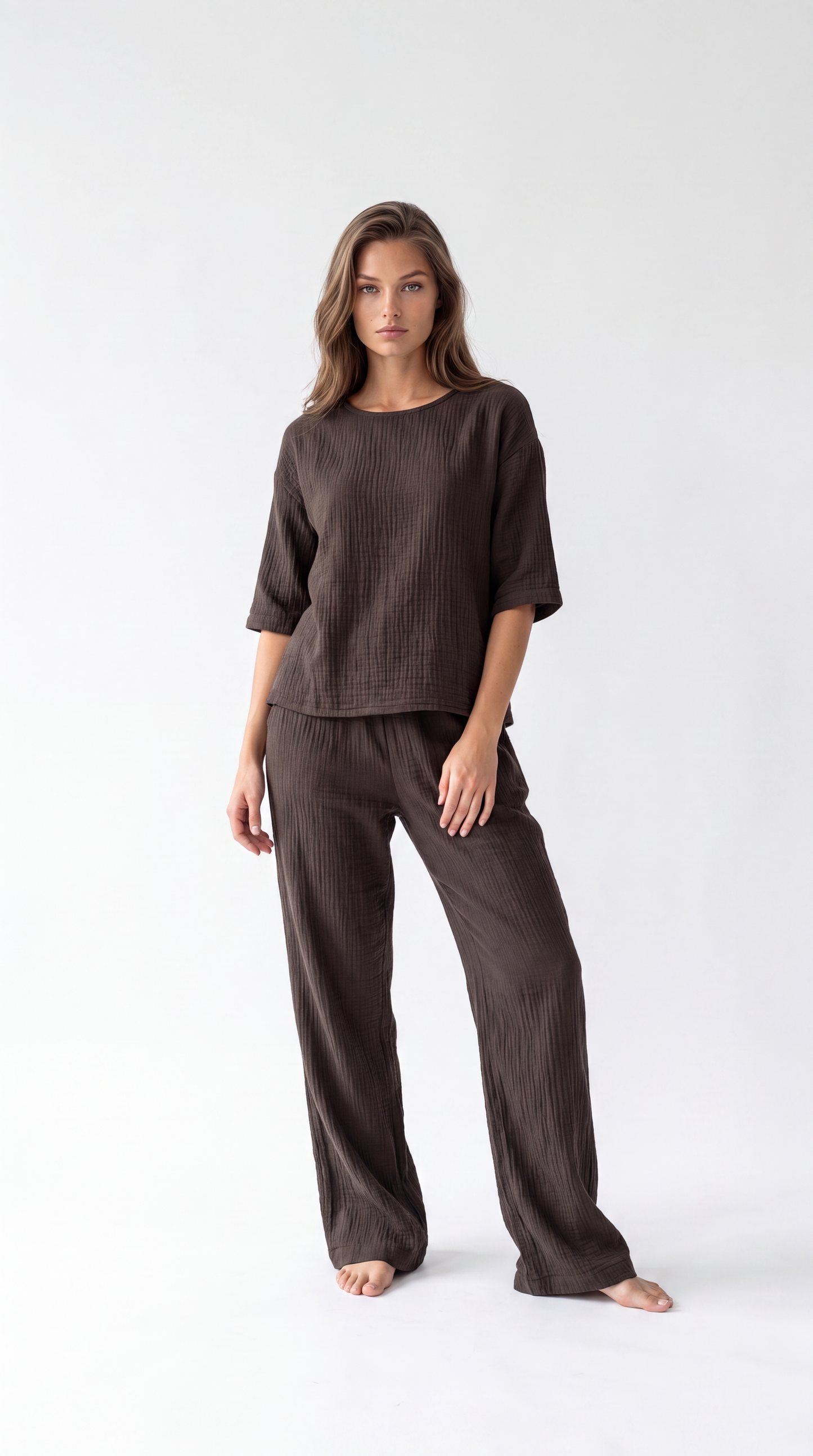 Women's Crinkle Cotton Two-Piece Set